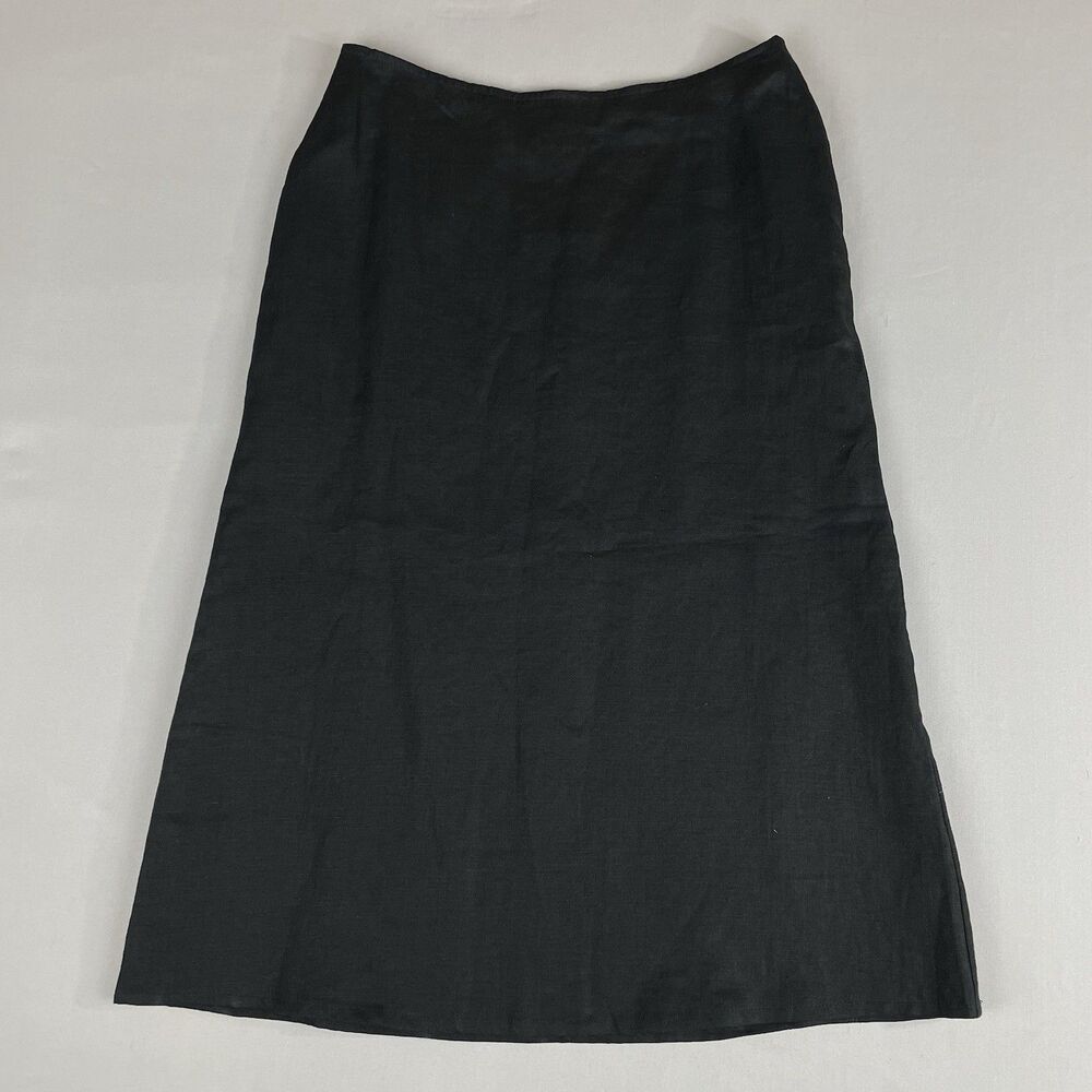 J Jill Linen Midi Shirt Women's Petite Med Black Lined Zip Close Dark Academia
